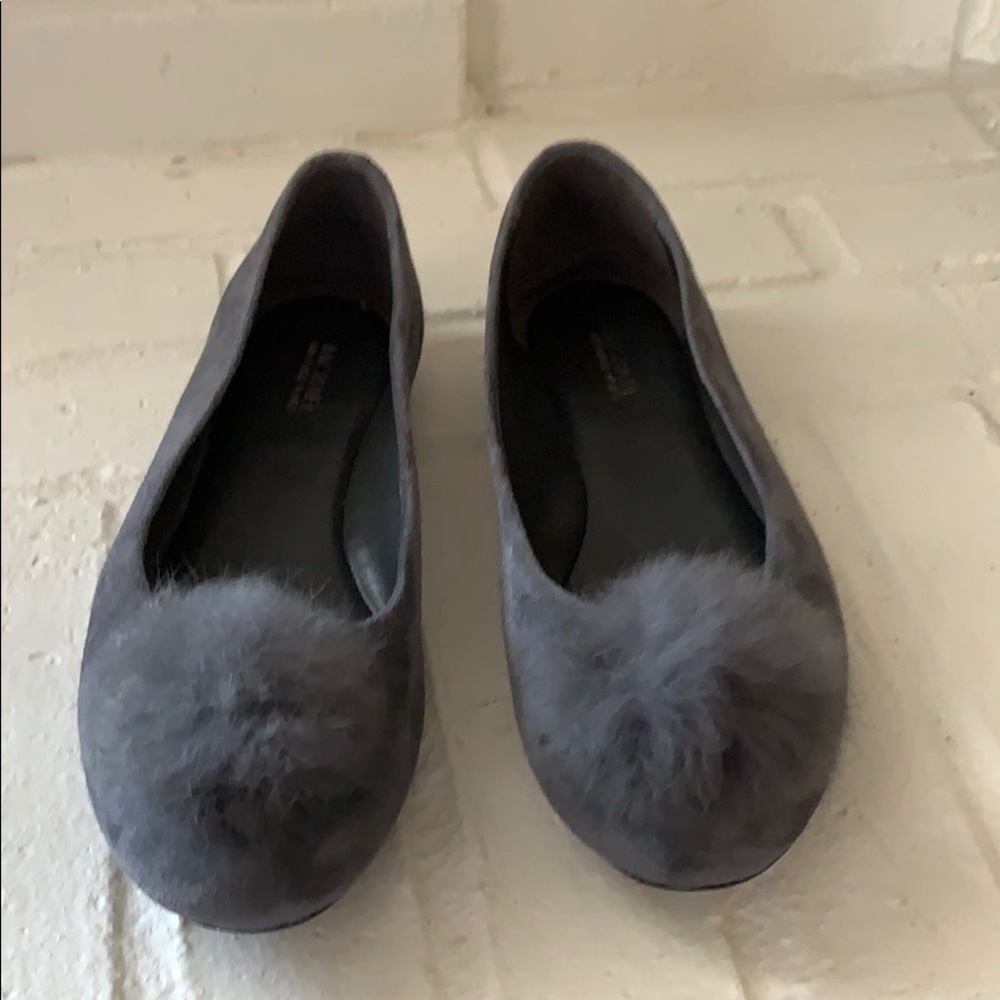 Michael Kors sz 7.5 grey suede flat.  With a puff.